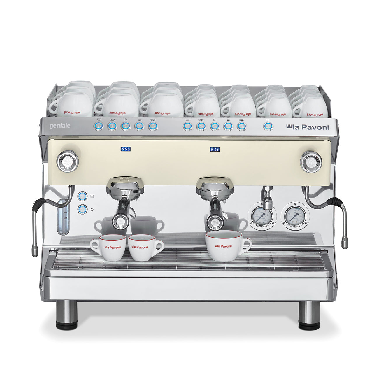 LA PAVONI GENIALE 2 WHITE GROUP VOLUMETRIC ESPRESSO MACHINE - Special Order Call for Availabilities