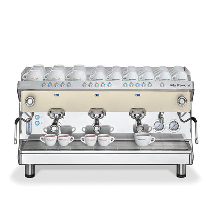 LA PAVONI GENIALE WHITE 3 GROUP VOLUMETRIC - 5465W - 230V Special Order Call for Availabilities